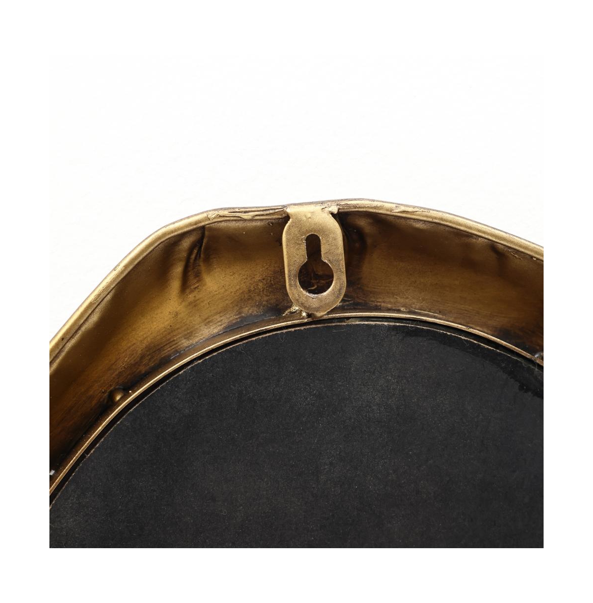 Luxenhome 29.5-inch Oval Gold Iron Metal Frame Accent Wall Mirror In Gold