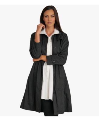Women's Belted Water-Resistant Button Front Trench Coat