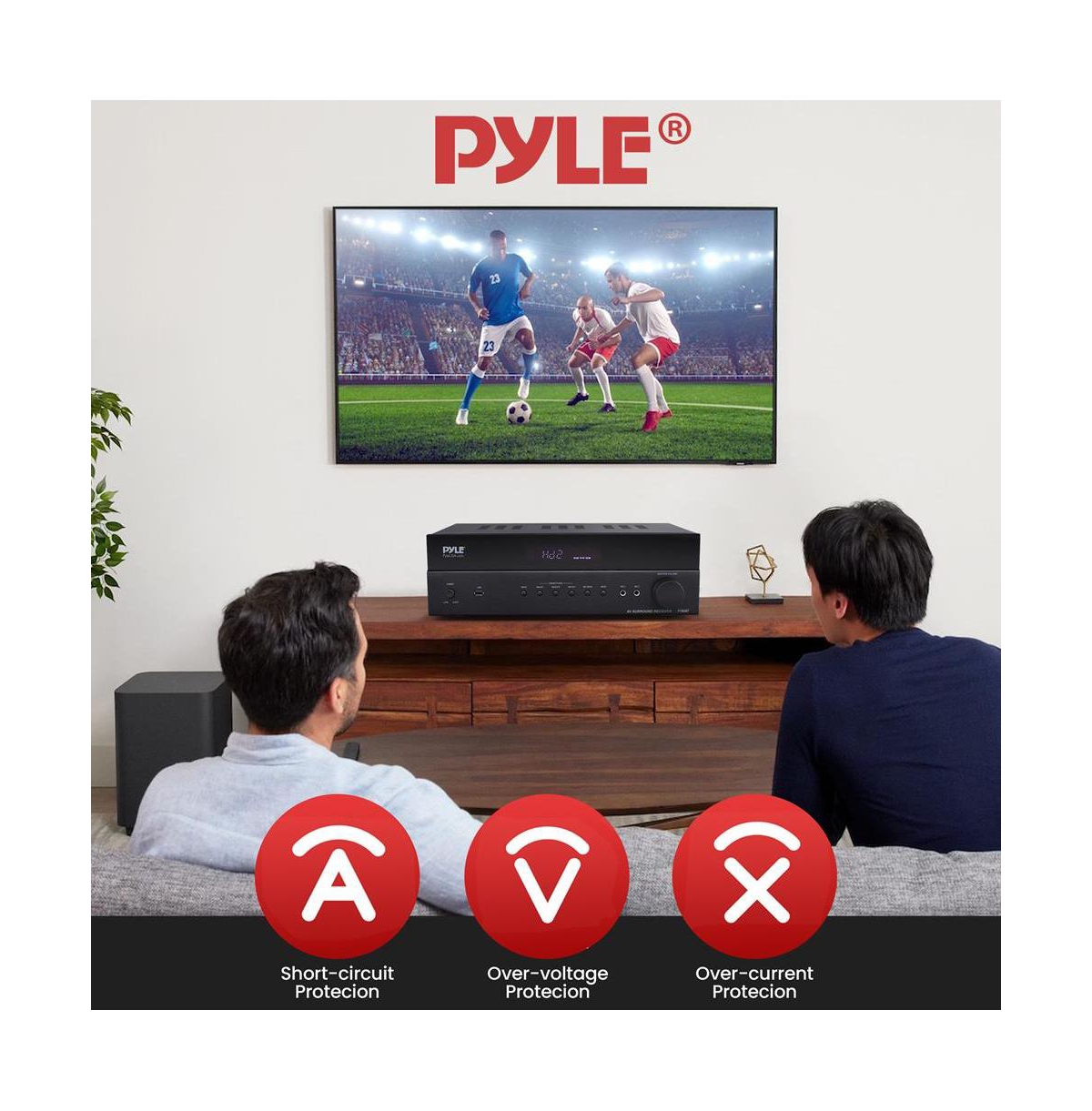 Pyle Hi-Fi Wireless Bluetooth Home Theater Receiver With 5.2 Channel Surround Sound, 4K Ultra Hd Support, MP3/Usb/Dac/Fm Radio, 1000 Watt