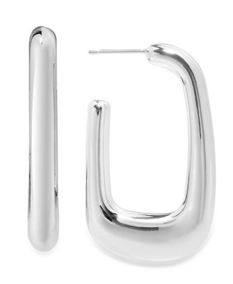 Silver, Gold Plated Brass Puff Dimensional Hoop Earring