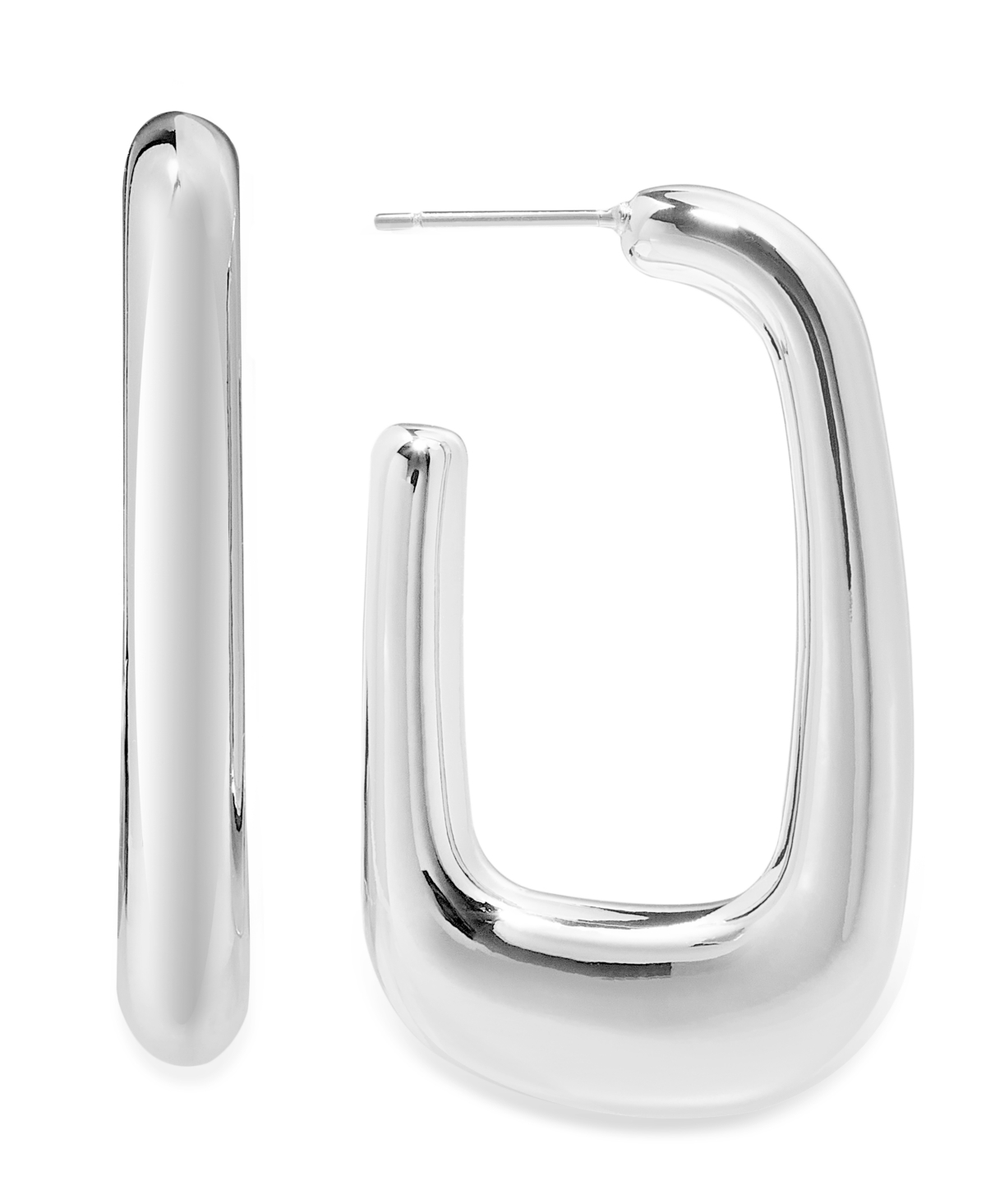 And Now This Gold Plated Brass Puff Dimensional Hoop Earring - Silver