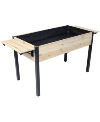 Metal Leg Raised Garden Box with Folding Shelf
