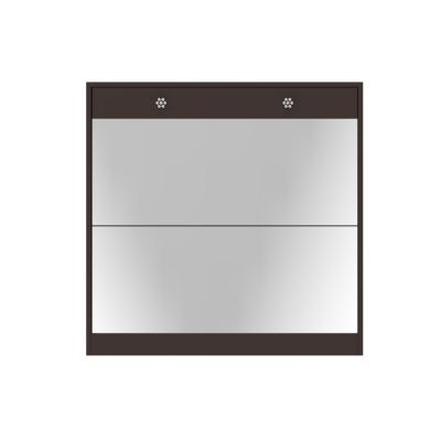 Mirror Shoe Cabinet with 2 Tier Drawers