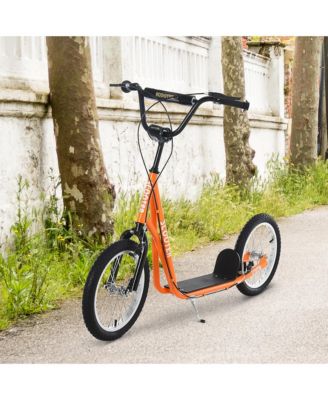 Youth Scooter Kick Scooter for Kids 5+ with Adjustable Handlebar 16" Front and Rear Dual Brakes Inflatable Wheels, Orange