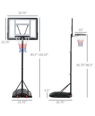 Basketball Hoop Outdoor, Portable Basketball Goal, 5.5FT-7.5FT Height Adjustable with 33'' Backboard and Wheels for Kids Junior Adults Use