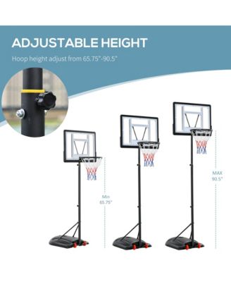 Basketball Hoop Outdoor, Portable Basketball Goal, 5.5FT-7.5FT Height Adjustable with 33'' Backboard and Wheels for Kids Junior Adults Use