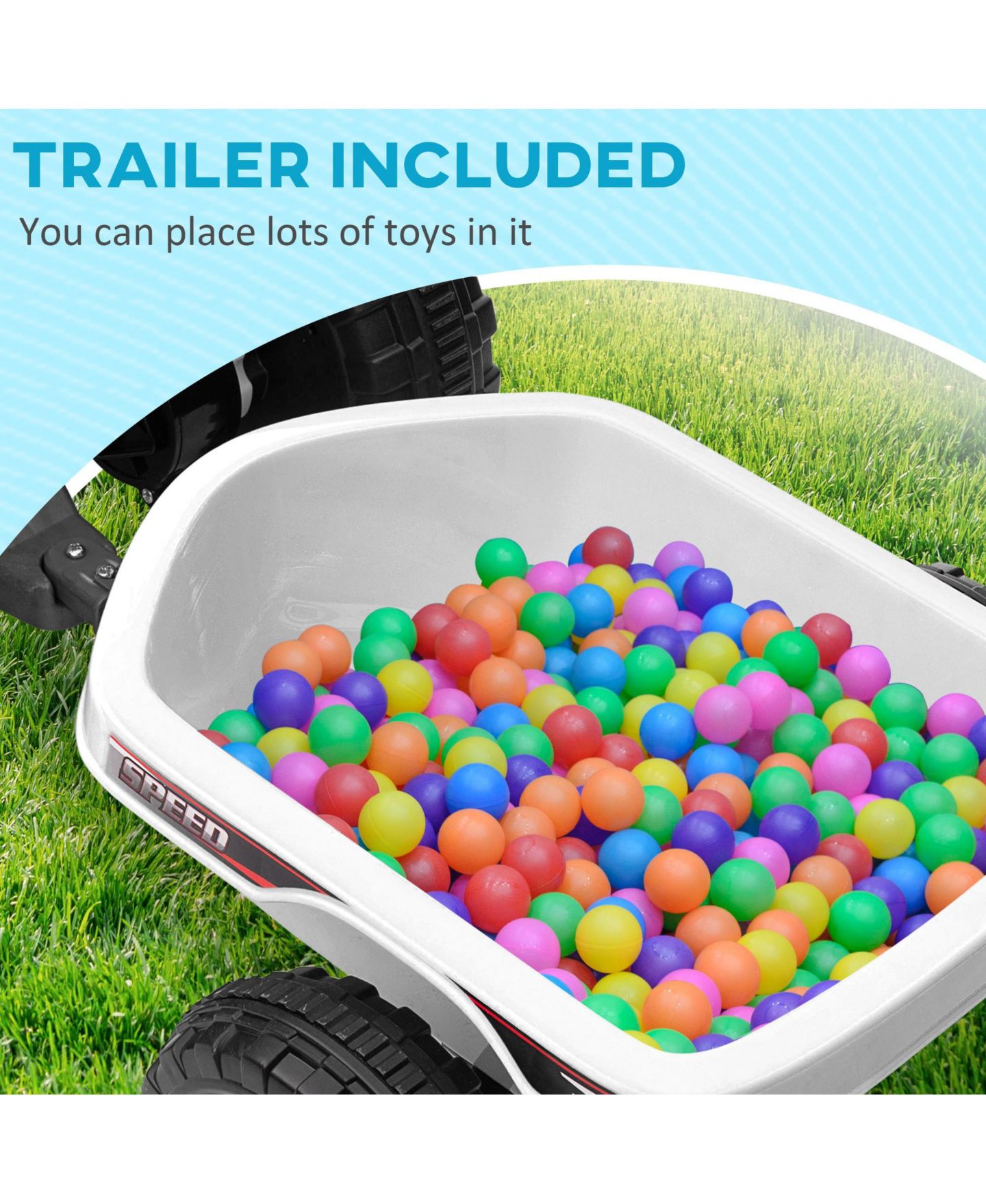 Детская игрушка Streamdale Furniture Electric Ride-On ATV with Back Trailer, цвет: Белый — фото 3