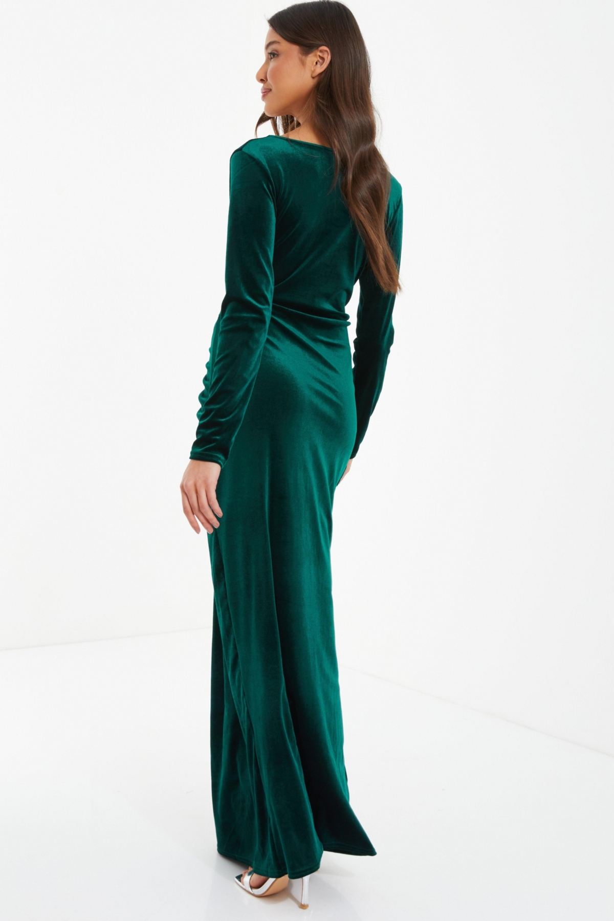 Quiz Women's Velvet Buckle Detail Long Sleeve Maxi Dress
