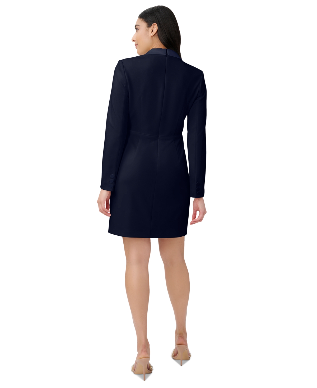 Shop Adrianna Papell Women's Tuxedo Cocktail Sheath Dress In Midnight