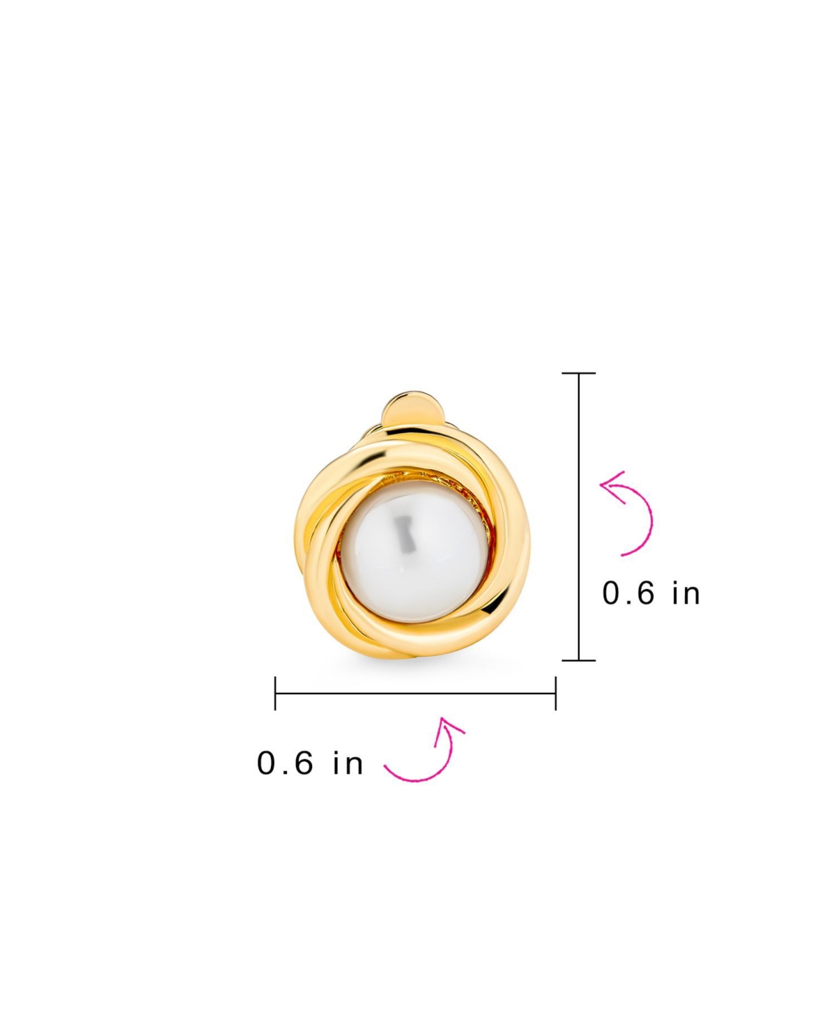 Bling Jewelry Twist Braided Rope Clip-On Earrings with Simulated Pearl Silver Gold Plated