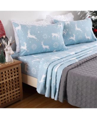 4 Pieces Soft Microfiber Christmas Bedding Sheet Set, King