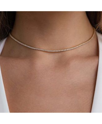 18k Gold Plated Tennis Necklace with AAAAA Cubic Zirconia