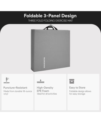 GoGym 6 'x 2' x 1.5" Folding 3 Panel Exercise Gym Mat, Gray