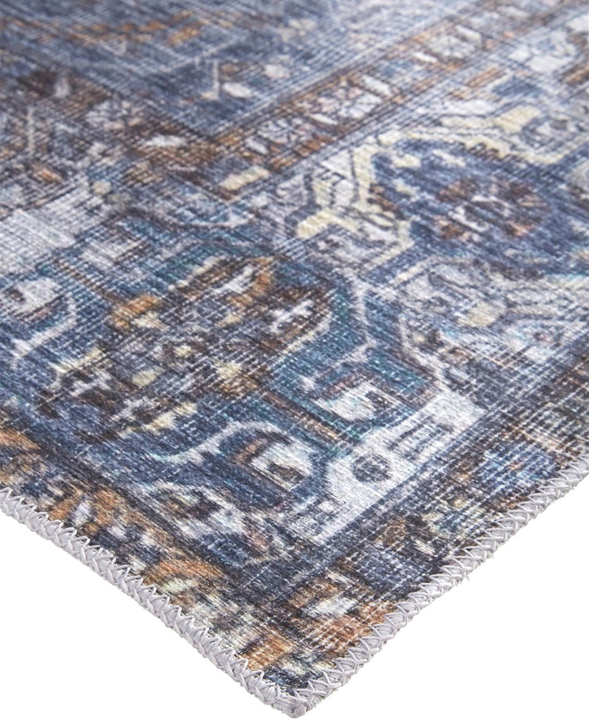 Shop Feizy Percy 39aif 5'3"x7'6" Area Rug In Blue,ivory