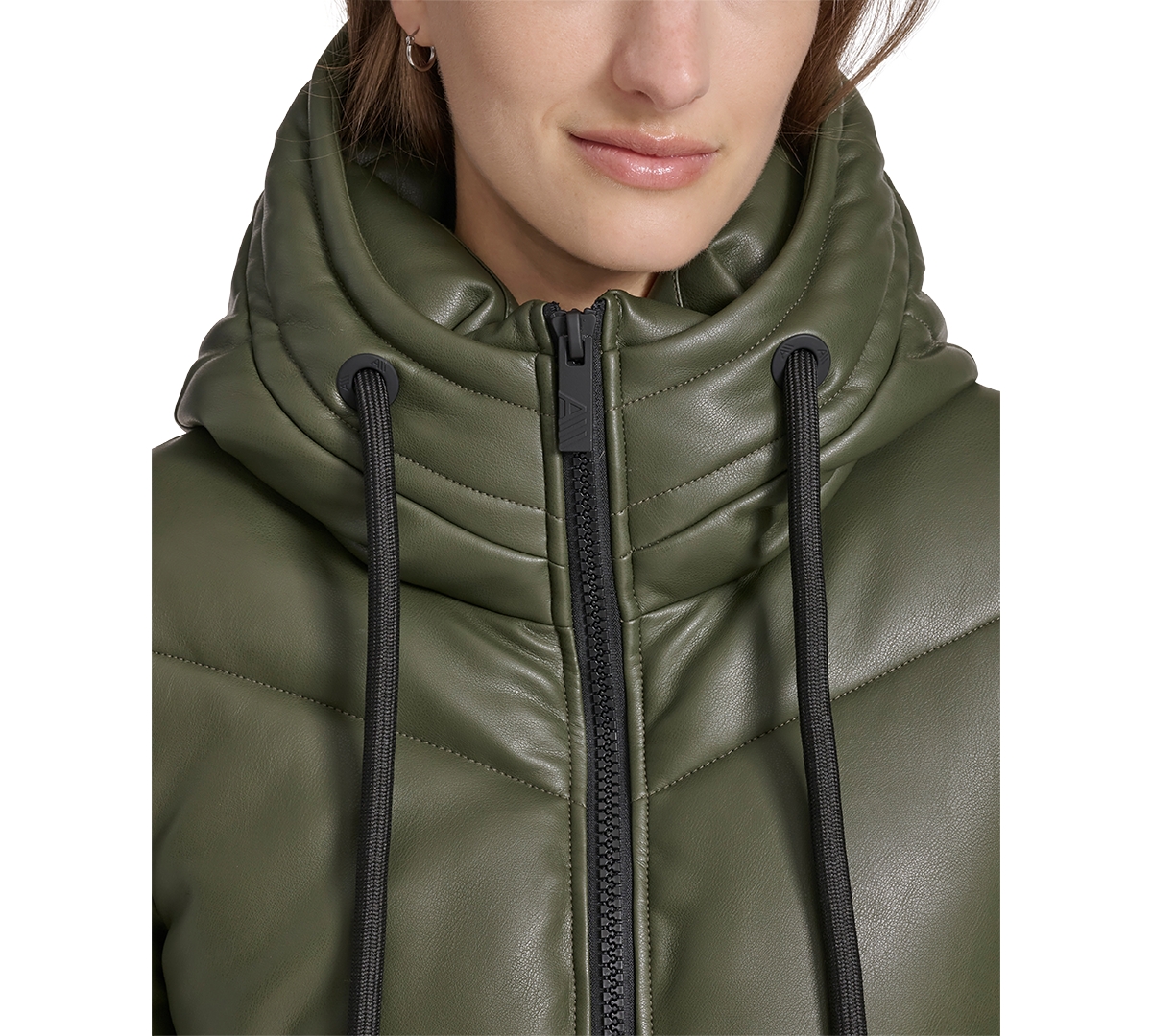 Andrew Marc Sport Women's Faux-Leather Hooded Puffer Jacket