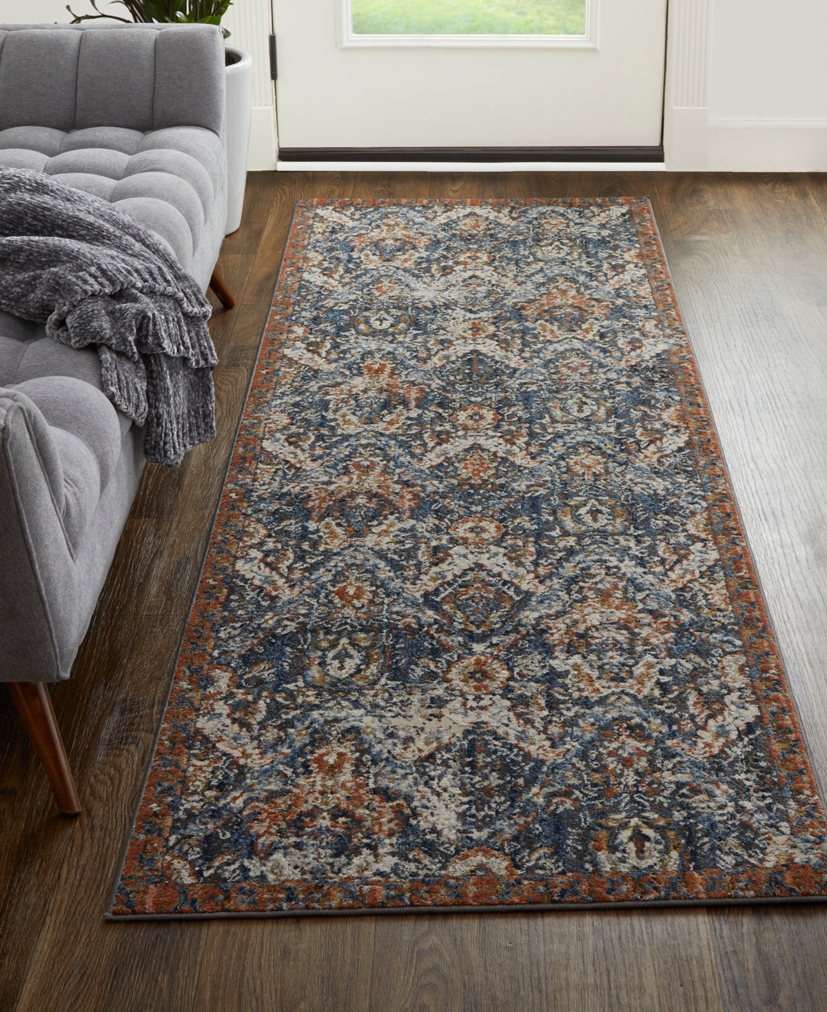 Shop Feizy Kaia 39hrf 2'6"x10' Runner Area Rug In Blue