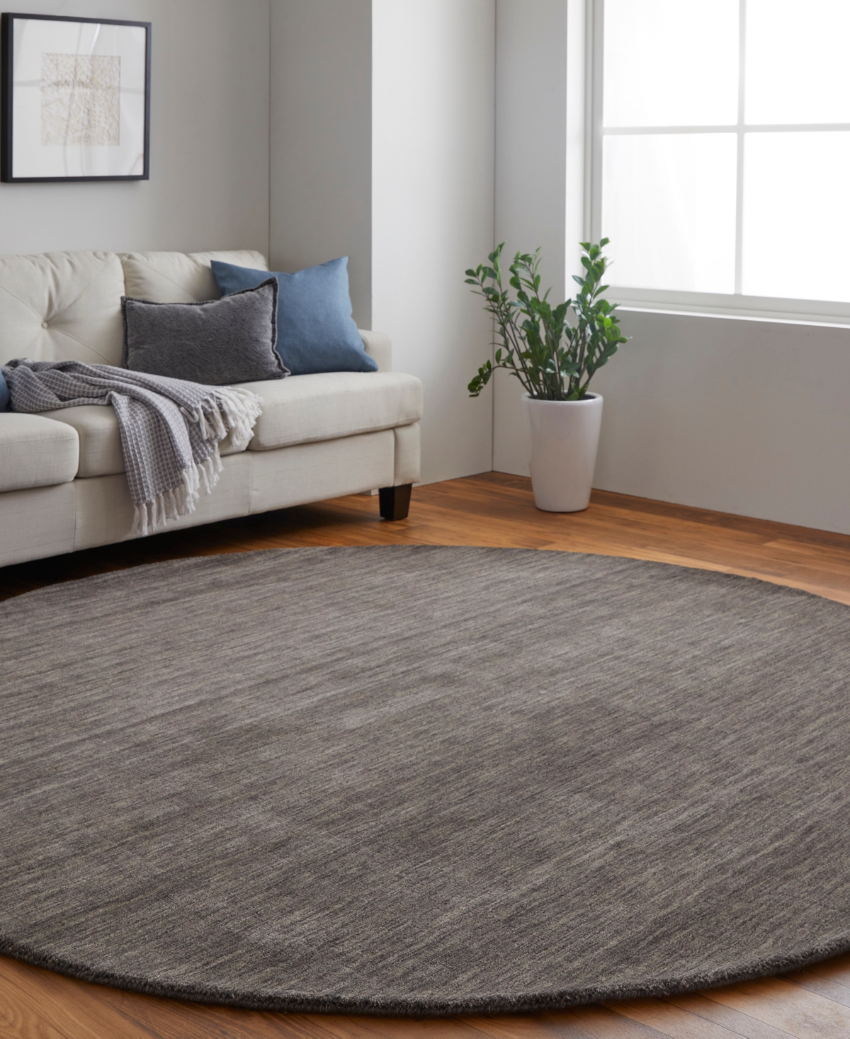 Feizy Luna 8049f 8'x8' Round Area Rug In Brown