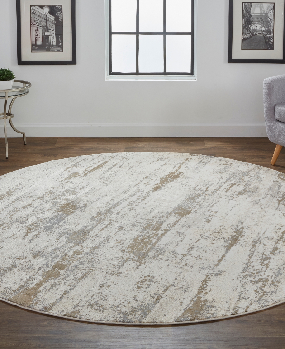 Shop Feizy Parker 3719f 7'9"x7'9" Round Area Rug In Ivory