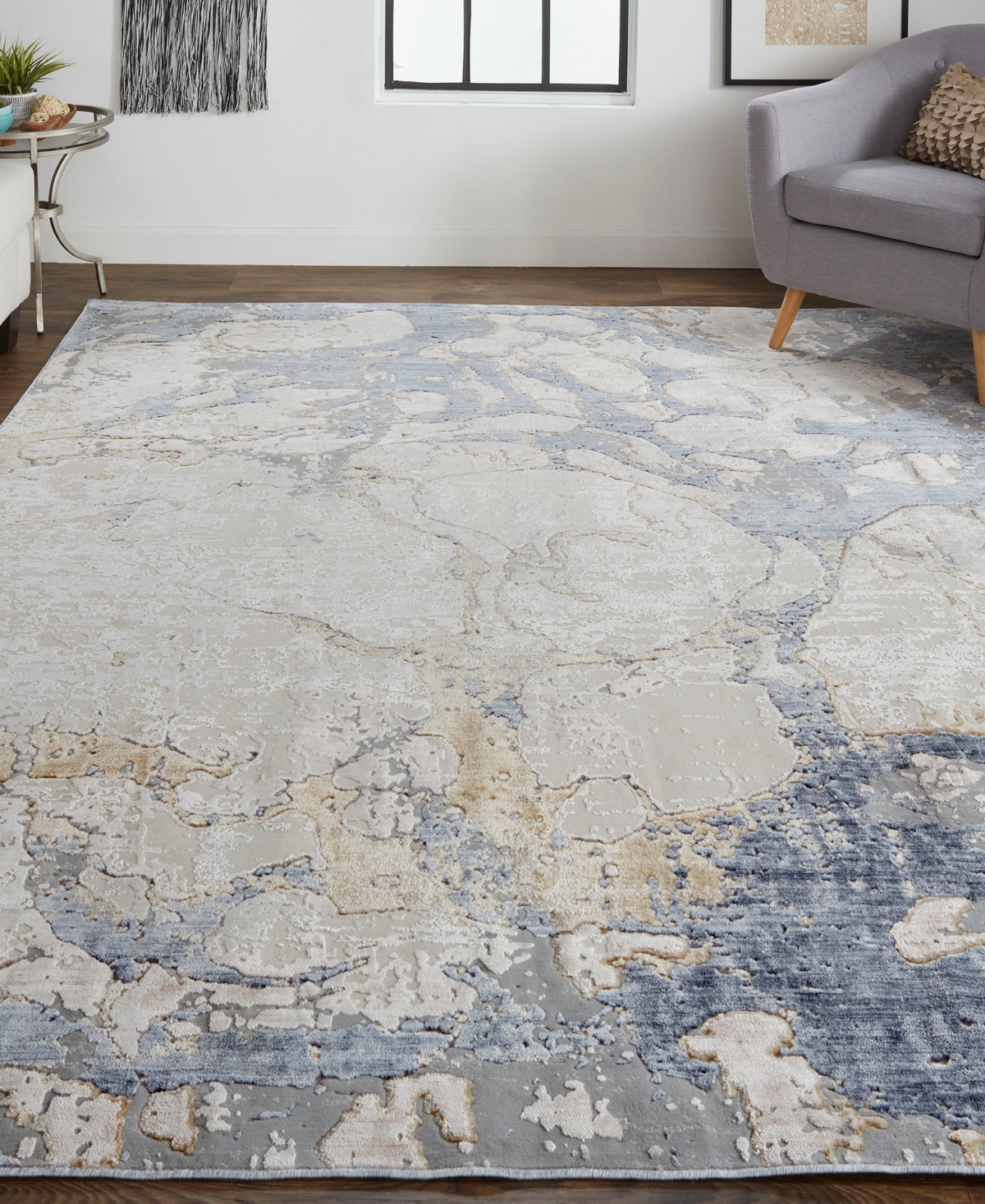 Feizy Laina 39g8f 4'x6' Area Rug In Tan,blue