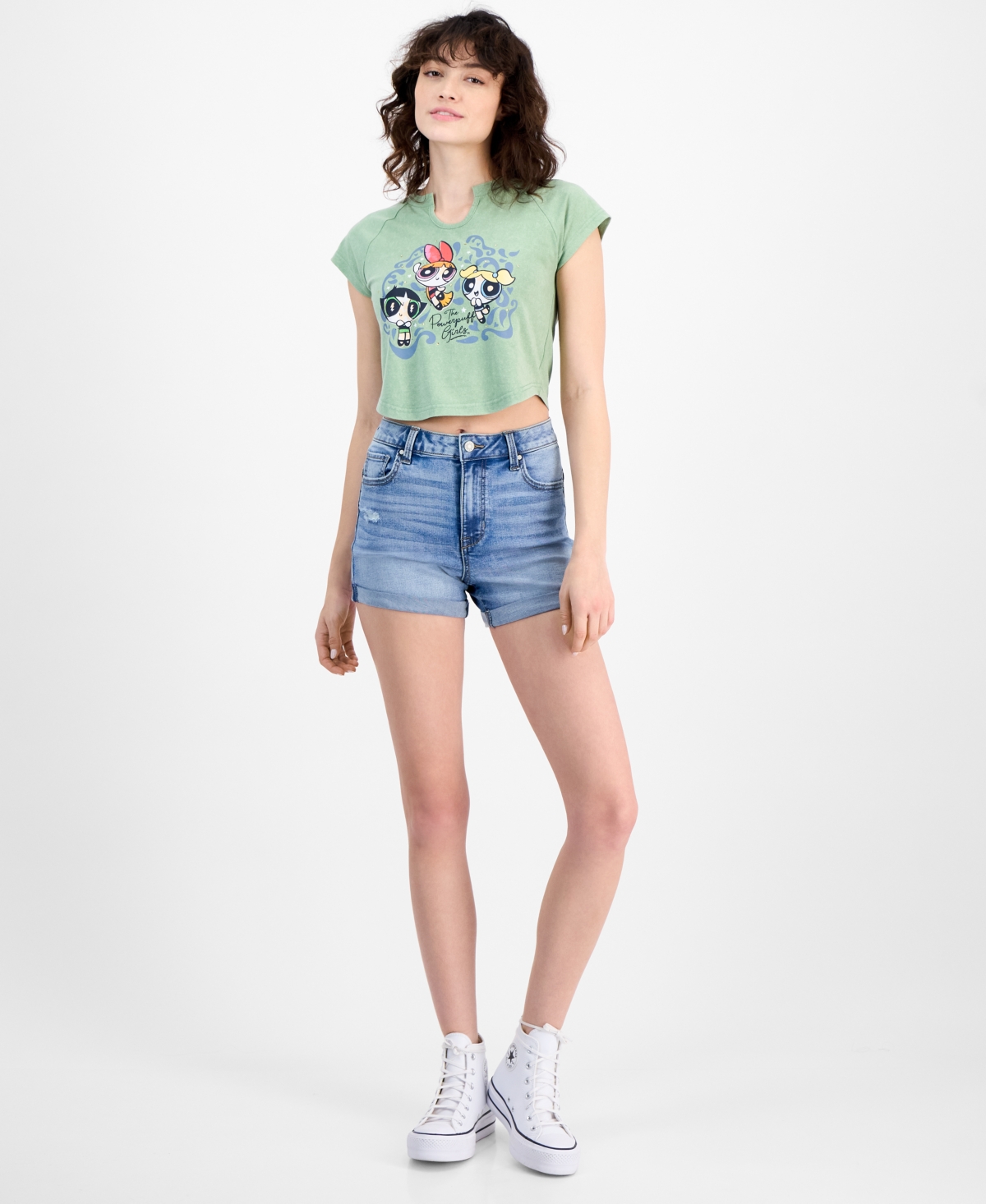 Celebrity Pink Juniors' High-rise Cuffed Curvy Denim Shorts In Prove You Wrong