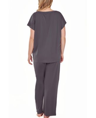 Plus Size Soft Knit Top and Crop Pant Pajama Set