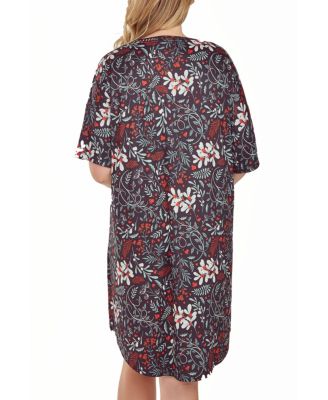 Plus Size Short Sleeve Ultra Soft Floral Print Sleepshirt Nightgown