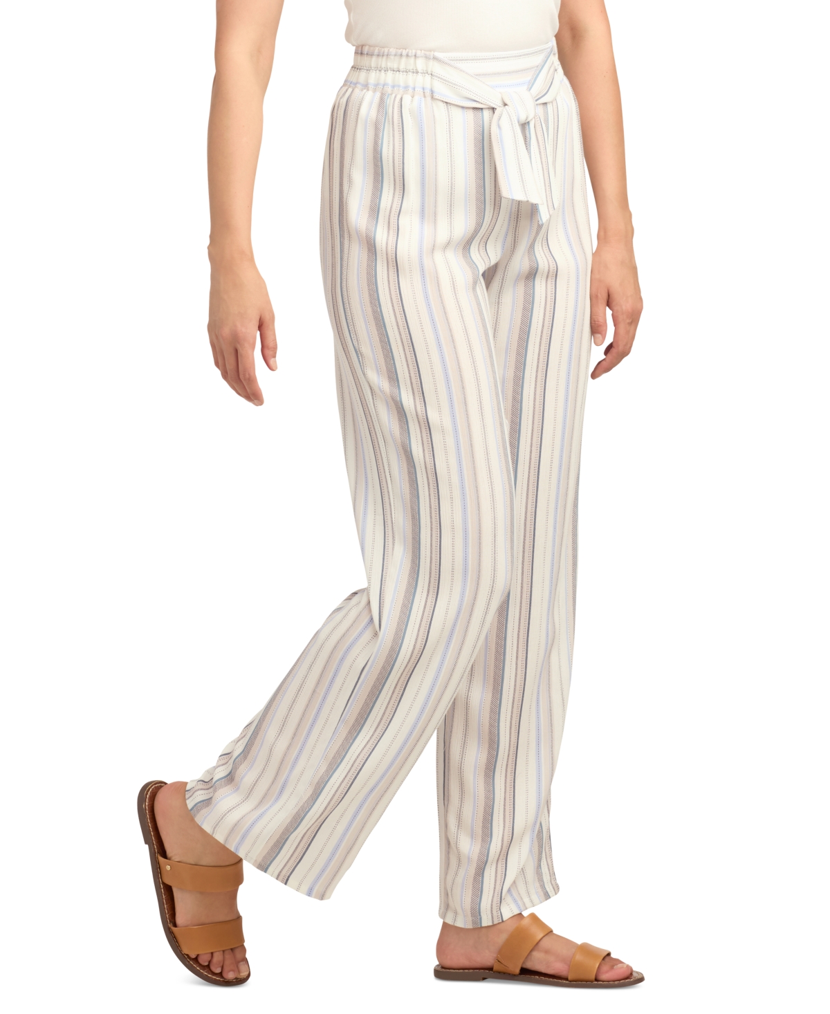 Bcx Juniors' Striped Tie-Waist Pull-On Pants