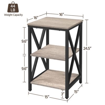 3-Tier Side End Table with Shelf, X-Shaped Side Coffee Snack Table