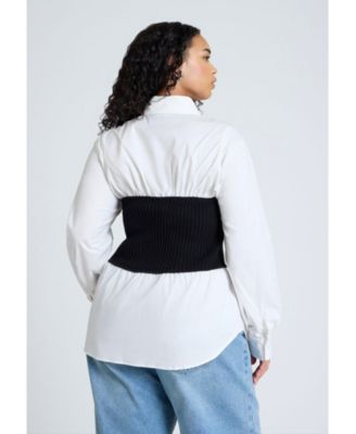 Women's Plus Size Sweater Tube Twofer Top