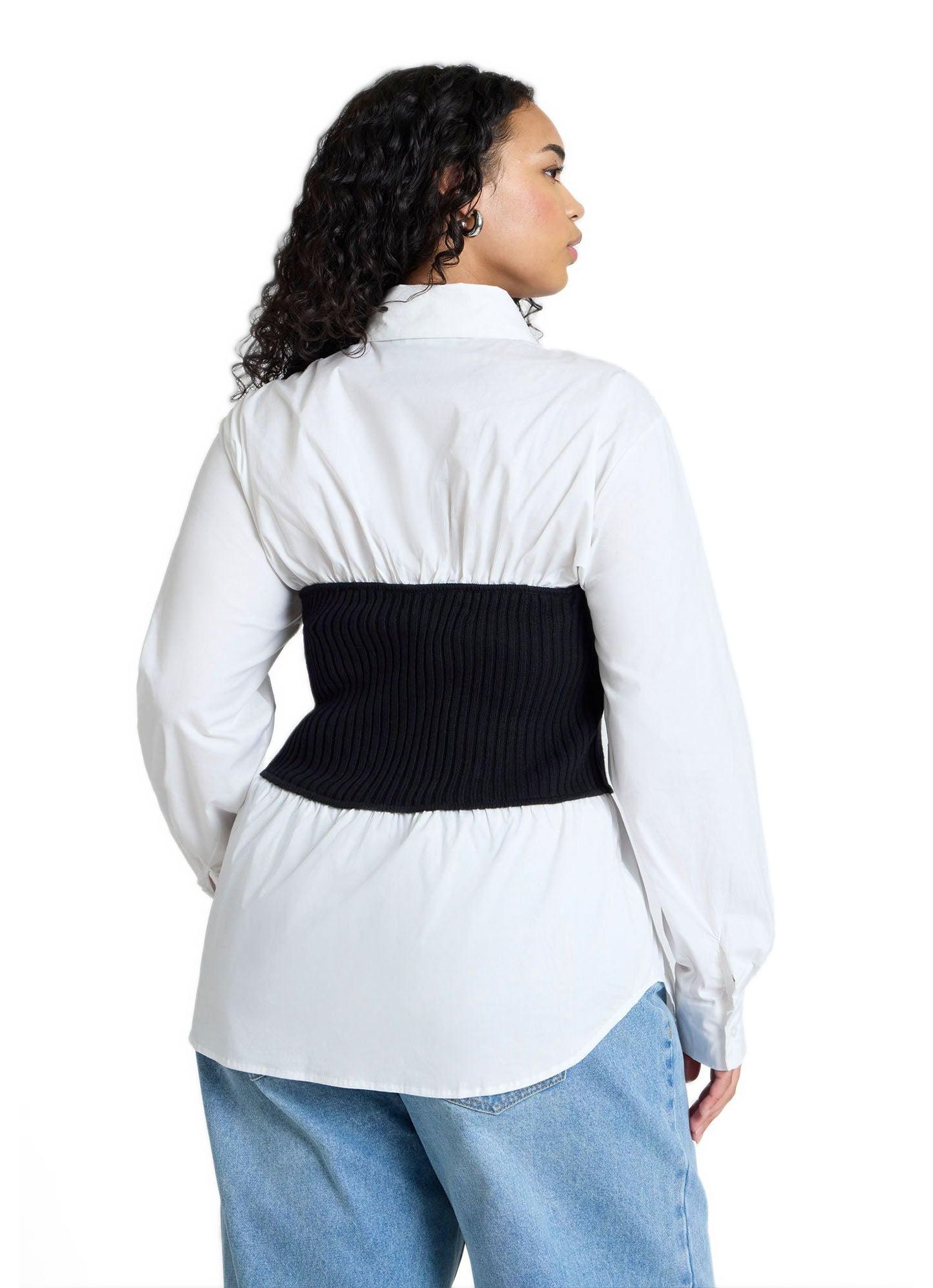 Женский свитер ELOQUII Sweater Tube Twofer Top, цвет: Чёрный / Белый — фото 2