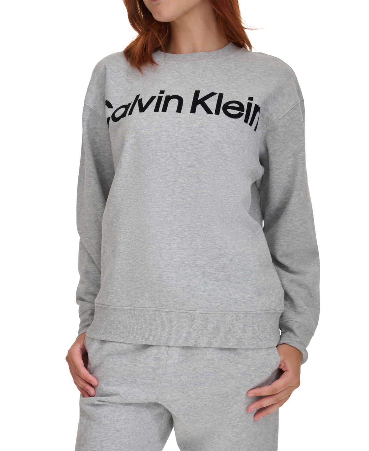 Calvin Klein Women's Logo Graphic Dropped-Shoulder Sweatshirt
