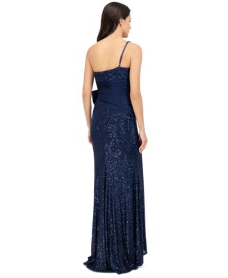Women's One-Shoulder Satin-Bow Sequinned Gown