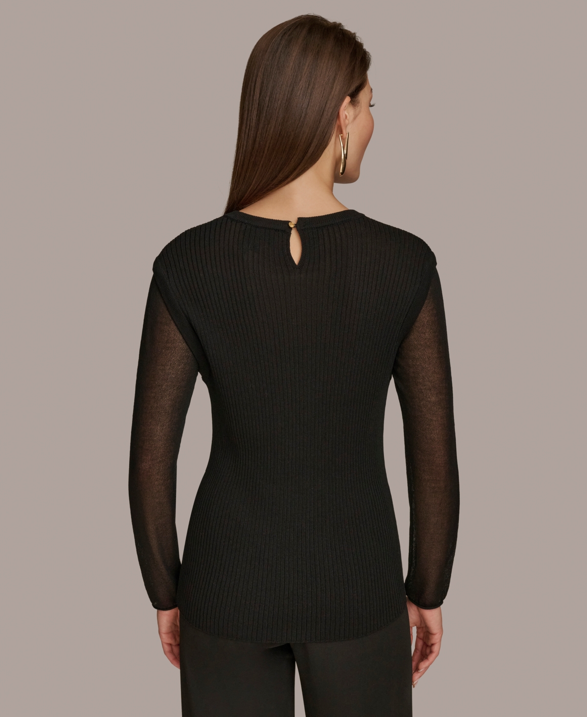 Donna Karan New York Women's Sheer-Sleeve Sweater