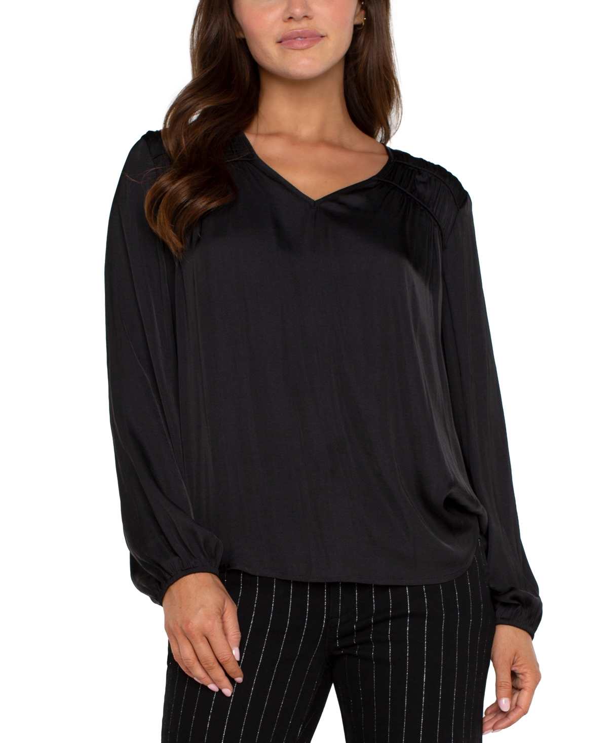 Liverpool Los Angeles Women's Smocked V-Neck Top