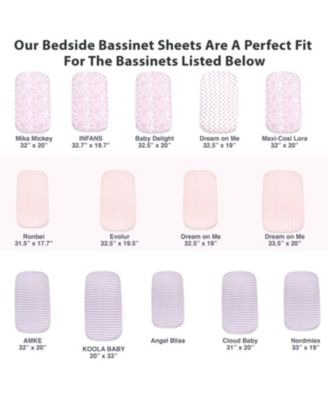 Baby Bedside Bassinet Sheet Set for Boy and Girl, 5 Pack, Universal Fitted for Oval, Hourglass & Rectangle Bassinet Mattress, Fitted Sheets.