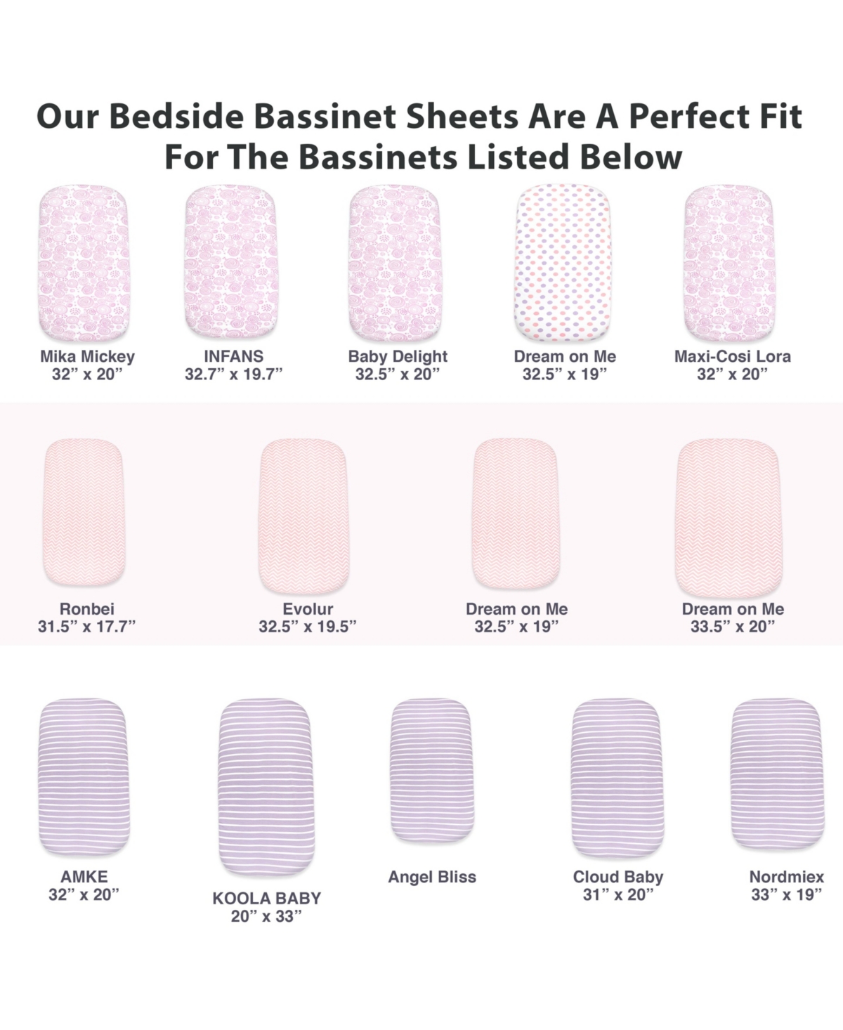 Bublo Baby Baby Bedside Bassinet Sheet Set for Boy and Girl, 5 Pack, Universal Fitted for Oval, Hourglass & Rectangle Bassinet Mattress, Fitted Sheets