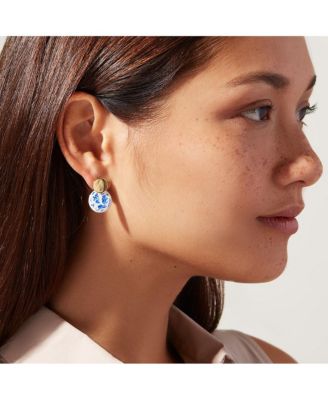 Enamel Earrings  - Mini Kinoko Marble Blue