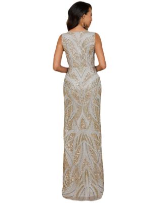 Women's Beaded V-Neck Gown