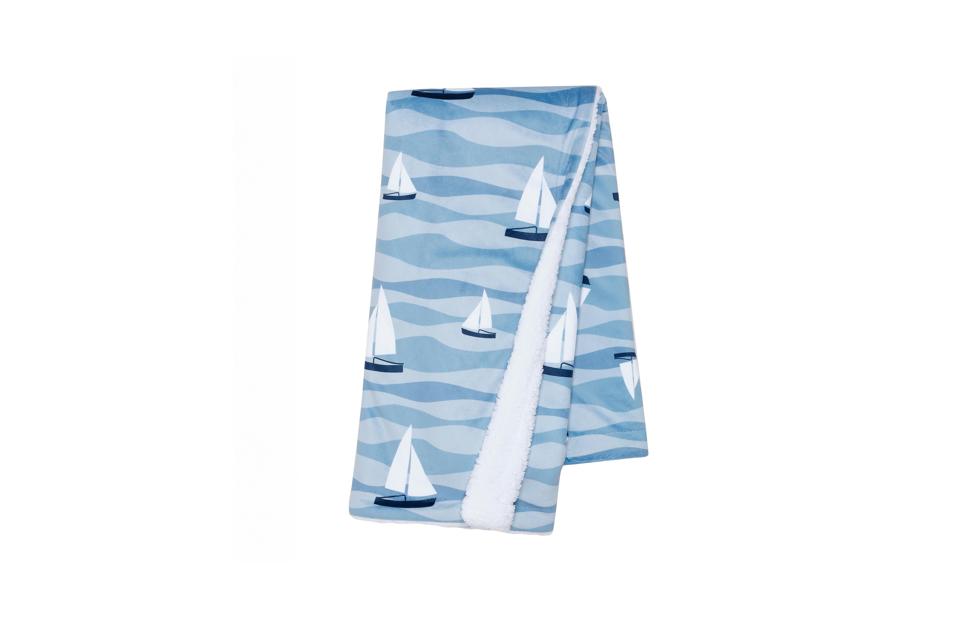 Lambs & Ivy Little Skipper Soft Luxury Nautical Sailboat Fleece Baby Blanket