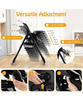 High Chair for Babies & Toddlers with Rolling Wheels Adjustable Height Footrest