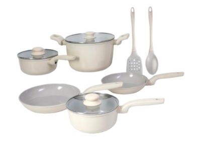 Barnsdall 10 Piece Premium PFA Free Ceramic Nonstick Aluminum Cookware Set W/ Kitchen Tools