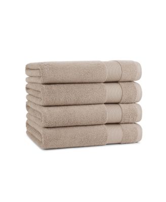 Host & Home Bath Towels, 4-Pack, 27x54, 600 GSM, Ringspun Cotton, Solid Colors, Double-Stitched, Striped Dobby Border
