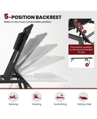 Patio Sunbathing Lounge Chair 5-Position Adjustable Tanning Chair
