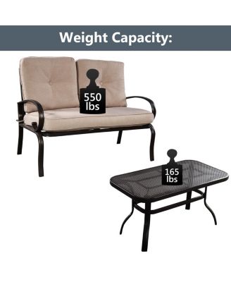2 Pieces Patio Outdoor Cushioned Coffee Table Seat