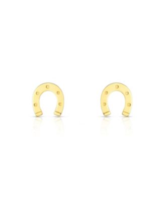 Gold Horseshoe Stud Earrings 14K Gold