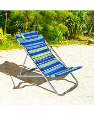 Portable Beach Chair Set of 2 with Headrest