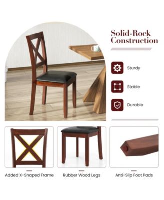 Set of 2 Wooden Kitchen Dining Chair with Padded Seat and Rubber Wood Legs