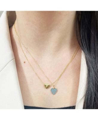 Turquoise Pave Heart Charm 14K Gold