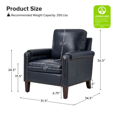 Kunz Transitional Genuine Leather Armchair with Removable Back Cushion