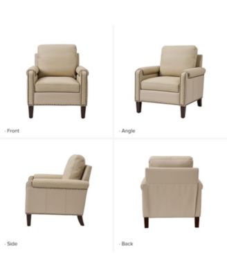 Kunz Transitional Genuine Leather Armchair with Removable Back Cushion